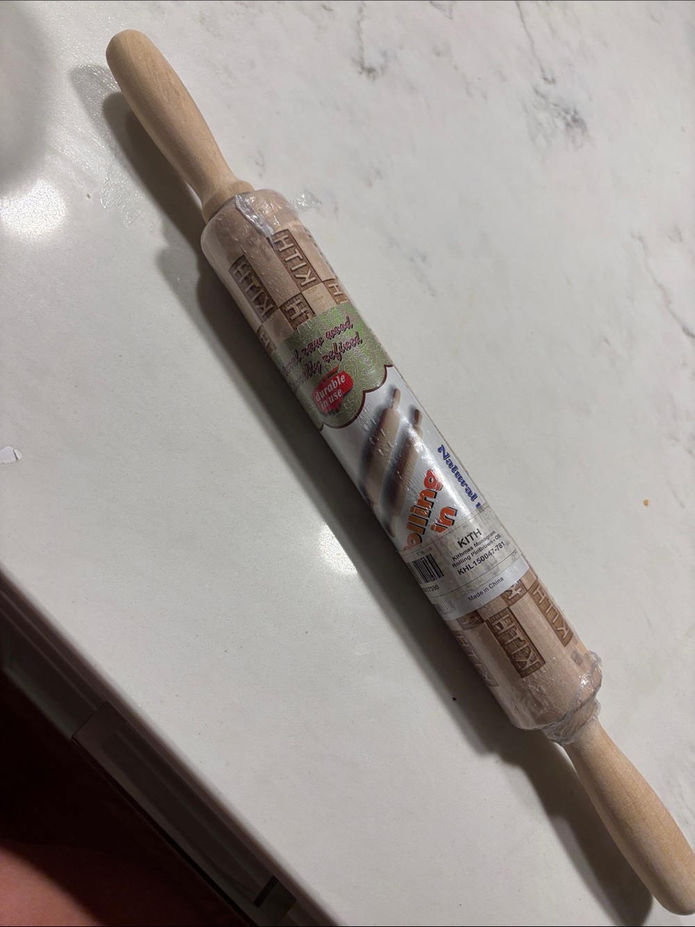 Kith Wooden Embossed Rolling Pin in Natural Wood Tone kithmas
